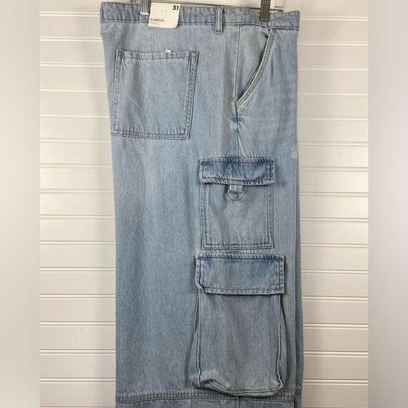 Forever 21 NWT cargo Pants 5 pockets Wide Legs Baggy Jeans Size 31 - Picture 9 of 11